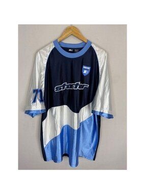 Vintage Starter Athletics Mens XL Colorblock Jersey Navy Blue Silver 71 Logo